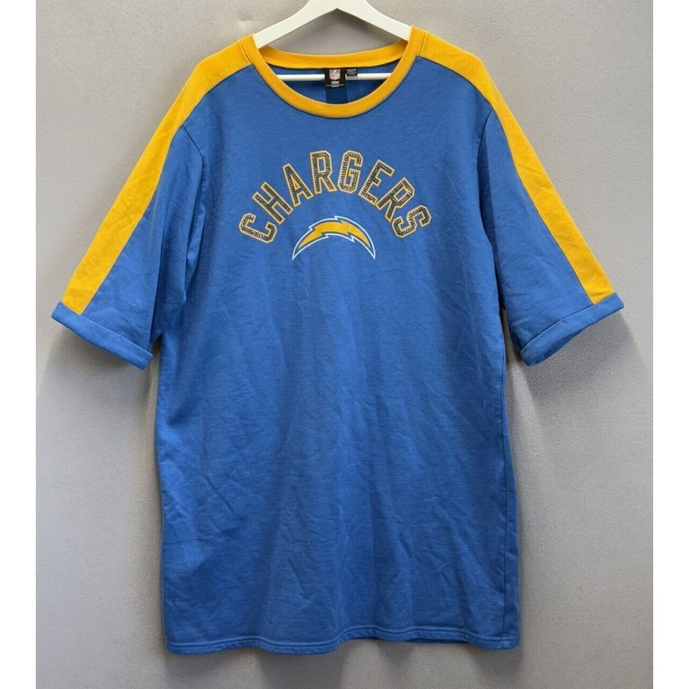 NFL Women's 2XL Team Apparel Los Angeles Chargers Rhinestone Cuffed Heavy TShirt